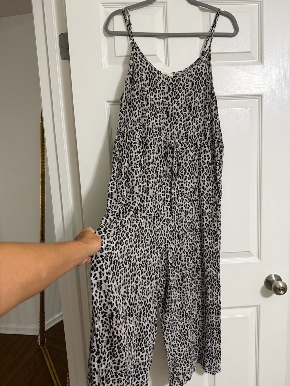 Entro Black and White Leopard Jumpsuit